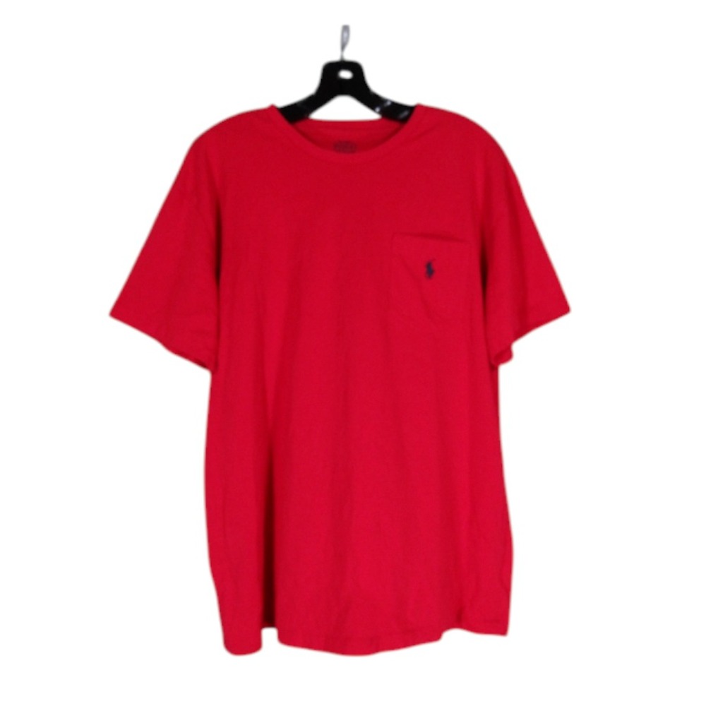 POLO RALPH LAUREN Red COTTON Crewneck NAVY PONY Short Sleeve T-SHIRT/TOP Sz M
